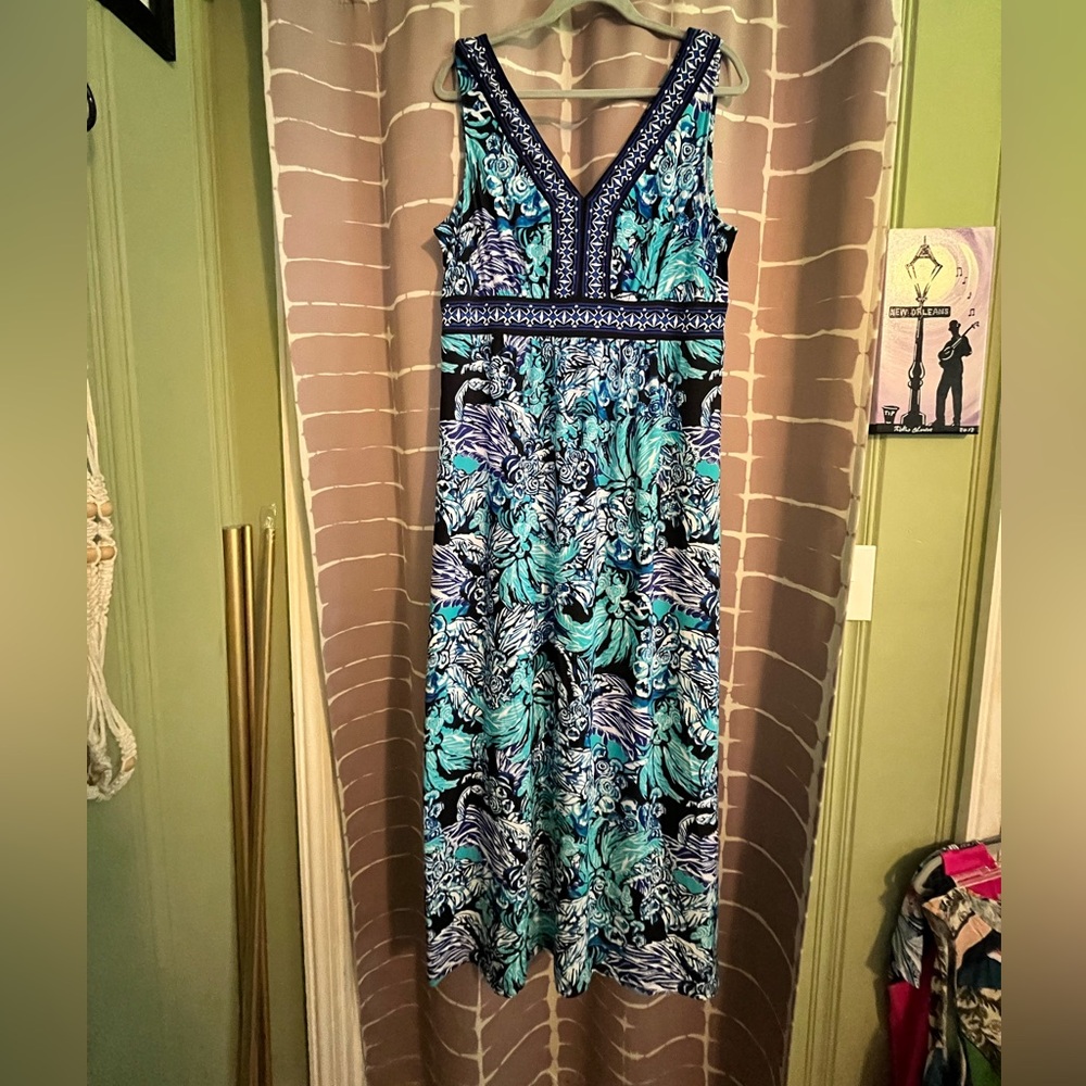 Beautiful blue and green maxi dress